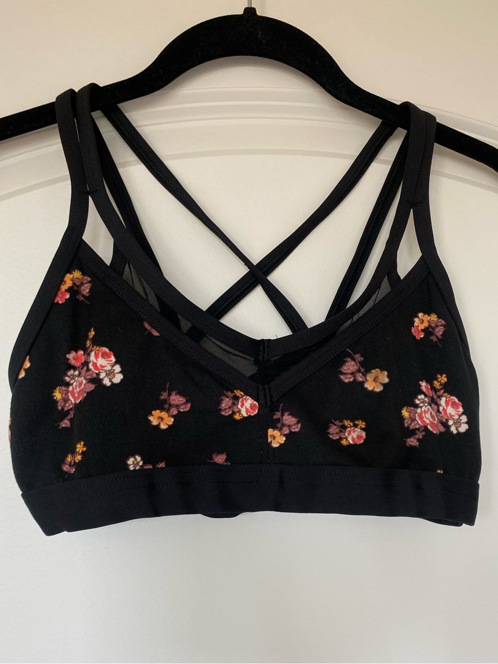 Chelsea B Adult Small Black Floral Bra Top